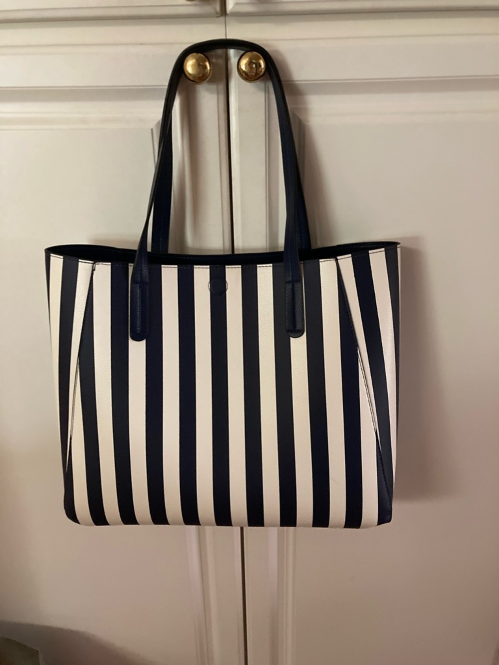 Navy and White Striped Tote Bag for Women
